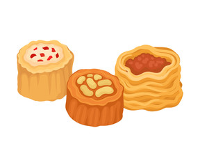 Eastern sweets in the shape of a nest. Vector illustration