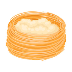 Baklava in the form of a large nest. Vector illustration on white background.