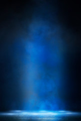 Empty street scene background with abstract spotlights light. Night view of street light reflected...