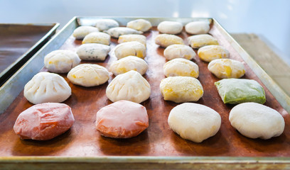 Frozen pies waiting to baked
