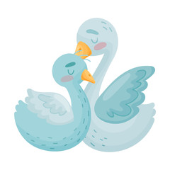 Two swans. Vector illustration on white background.