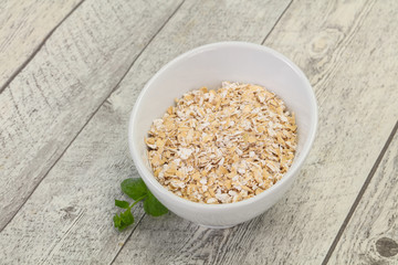 Raw oats in the bowl