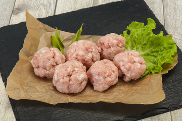 Homemade raw pork minced meatball for cooking