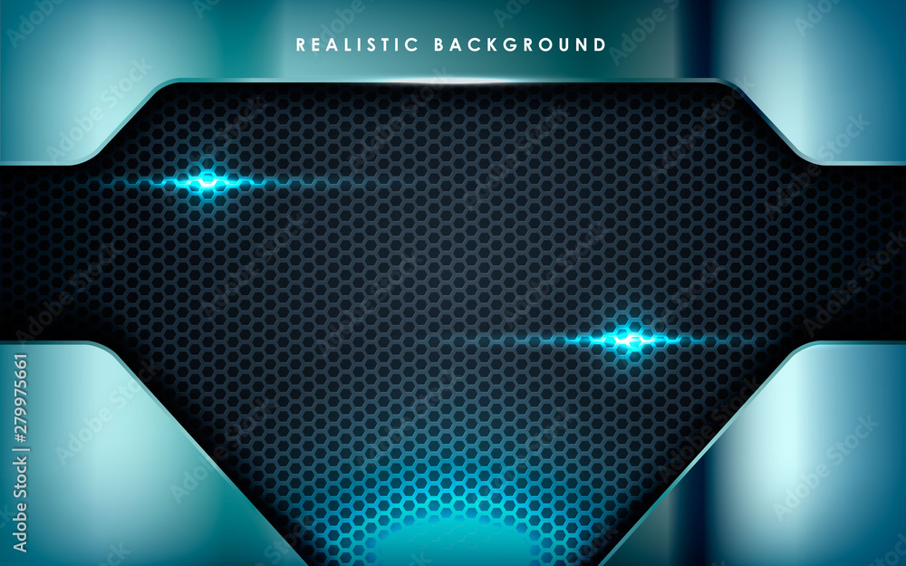 Poster silver abstract dimension on black texture background. realistic overlap layers texture with lights 