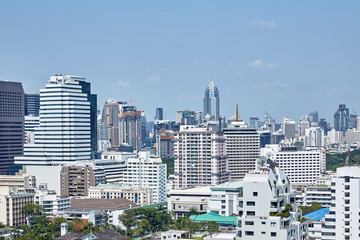 The modern buildings of the city skyscrapers