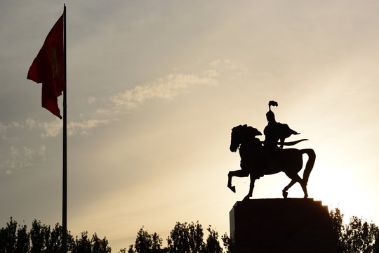 Manas Statue. Ala Too Square. Bishkek. Kyrgyzstan