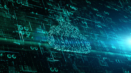 Technology network and data connection, Secure Data Network Digital Cloud Computing, Cyber Security Concept