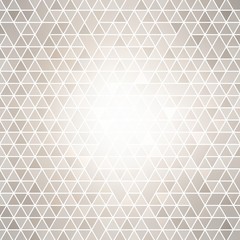 Brigh spot light on centre of poligonal abstract background. Pastel gray tiles pattern.