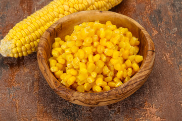 Young corn seeds in the bowl