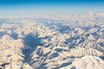 Nice of bird eye view of Himalaya range on the way to Leh Ladakh india.