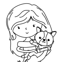 Girl with dog cartoon design