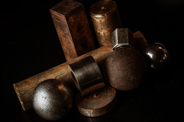 Metal details on a black background