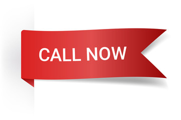 Call Now Realistic Detailed Curved Paper Banner. Ribbons With Space For Text. Isolated On White Background. Vector Illustration. Design Elements.