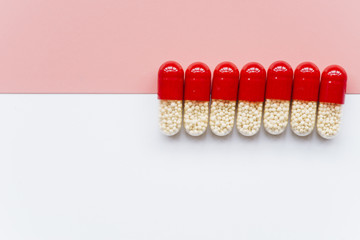 Top view line of pills