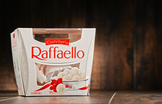 Box of Raffaello pralines produced by Ferrero