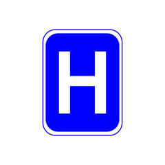 Hospital sign. Letter H on a blue background