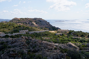Fototapeta na wymiar Isola do Caprera and Forte Capo D'Orso in Sardinia on the way to the rock of the bear