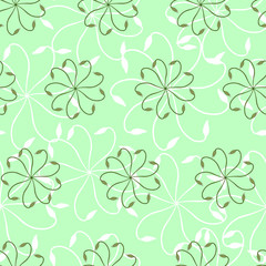 Fototapeta na wymiar Floral seamless background of the ornament. Abstract texture on a green background. Ornament to decorate fabric, tile and paper.