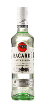 Bottle Of Bacardi White Rum Isolated On White