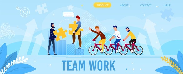 Professional Team Work Flat Metaphor Landing Page