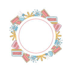 Frame template with hand drawn depilation elements.