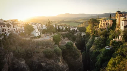 Papier Peint photo Ronda Pont Neuf Aerial view of Tajo Gorge at sunrise - Ronda, Malaga Province, Andalusia, Spain