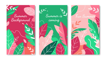 Fototapeta na wymiar Summer Background Vertical Banners Set. Ad Poster