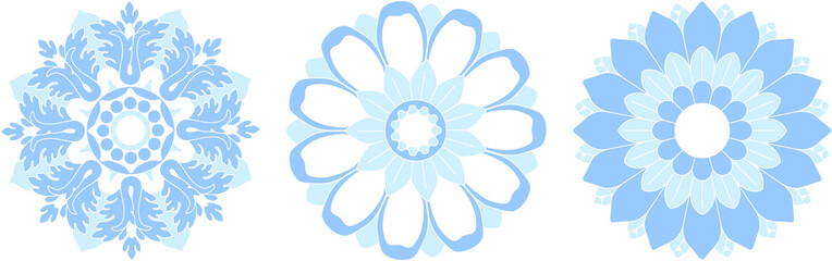 Ornamental circle floral patterns. rosette ornament