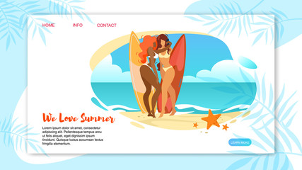 We Love Summer Horizontal Banner with Sexy Girls