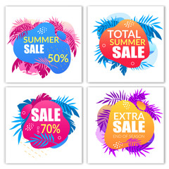 Summer Sale Banners Set with Doodle Style Elements