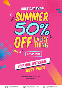 Summer ad sale poster in pop-art style.