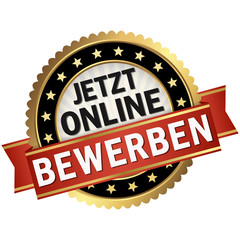 button with red banner jetzt online bewerben