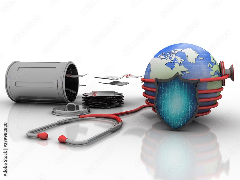 Poster 3d rendering global warning envelop