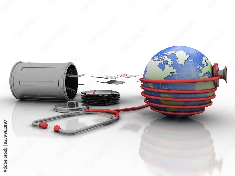 Poster 3d rendering global warning envelop
