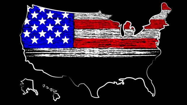 Boston Animation. USA the name of the country. Coloring the map and flag.