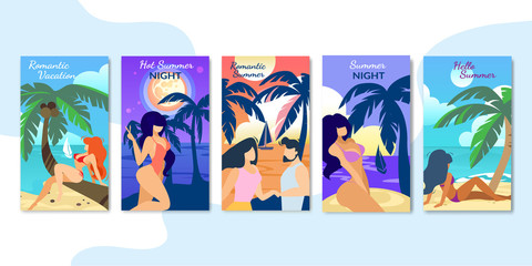 Romantic Vacation, Summer Night Vertical Banners