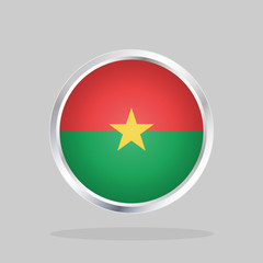 Flag of Burkina Faso, Glossy Round Button With Metallic Frame