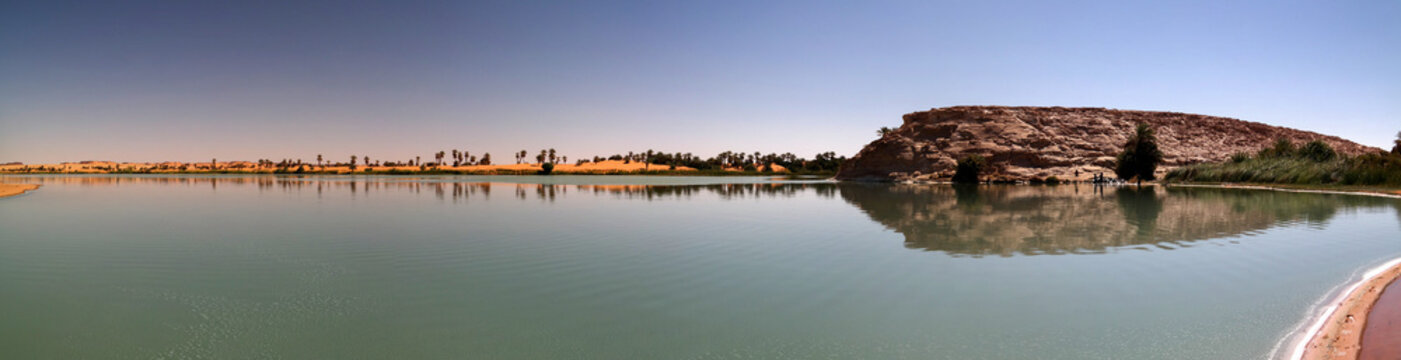 Panoramic view to Katam aka Baramar lake group of Ounianga kebir lakes at the Ennedi, Chad