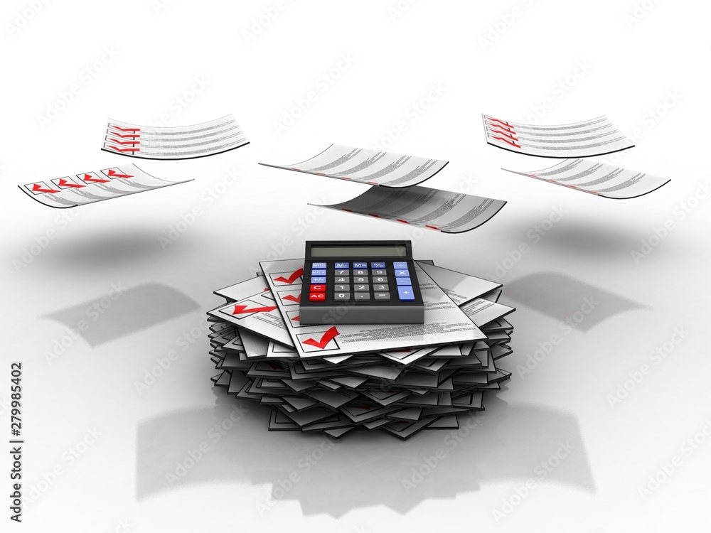 Poster 3d rendering calculator in document