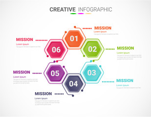 Circle infographics elements design with numbers 6 option, 6 step. can be used for workflow layout, diagram, number step up options.