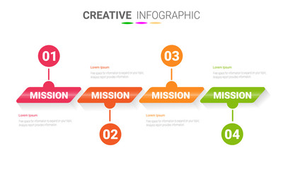 Abstract infographics number options template with steps, with 4 label. Can be used for workflow layout, diagram, business step options, banner, web design. Vector eps 10.