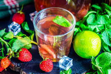 strawberry compote with mint and lime