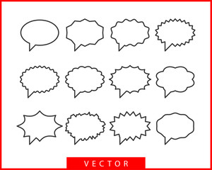 Fototapeta premium Set talk bubbles speech vector. Blank empty bubble icon design elements. Chat on line symbol template. Collection dialogue balloon stickers silhouette.