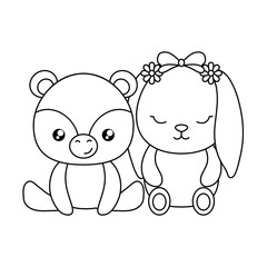 cute little bear with bunny baby character