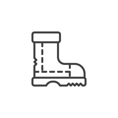 Rubber boot line icon. linear style sign for mobile concept and web design. Gumboots, footwear outline vector icon. Symbol, logo illustration. Vector graphics