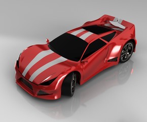 Modern red sports car ,3d ,render.