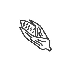 Corn with leaves line icon. linear style sign for mobile concept and web design. Maize outline vector icon. Harvest symbol, logo illustration. Vector graphics