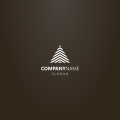 white logo on a black background. simple line art vector logo of modern striped triangle