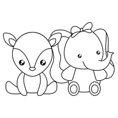 cute little reindeer with elephant baby