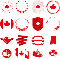 Canada day. Decorative elements,   set of greetings or elemants for banner , paper, decorative background. Vector illustration 